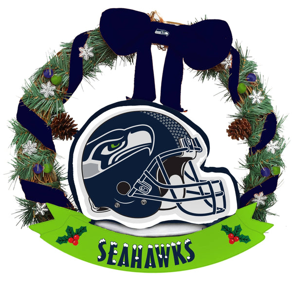 Seattle Seahawks NFL 20" Holiday Helmet Door Wreath