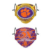 Clemson Tigers NCAA Thematic Champions Adjustable 2 Pack Face Cover
