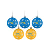 Los Angeles Chargers NFL 5 Pack Shatterproof Ball Ornament Set
