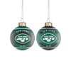 New York Jets NFL 2 Pack Glass Ball Ornament Set