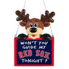 Boston Red Sox Team Logo Reindeer With Sign Holiday Tree Ornament