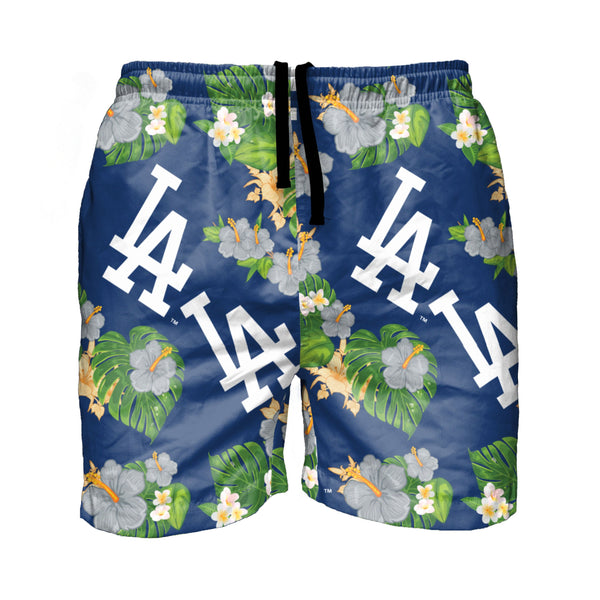 Los Angeles Dodgers Pastel Hibiscus Palm Leaf Tiny Dot Green Background 3D  Hawaiian Shirt Gift For Fans Gift For Fans