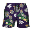 Kansas State Wildcats NCAA Mens Floral Slim Fit 5.5" Swimming Suit Trunks
