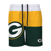 Green Bay Packers NFL Mens 3 Stripe Big Logo Swimming Trunks