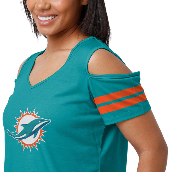 Miami Dolphins NFL Womens Cold Shoulder TShirt