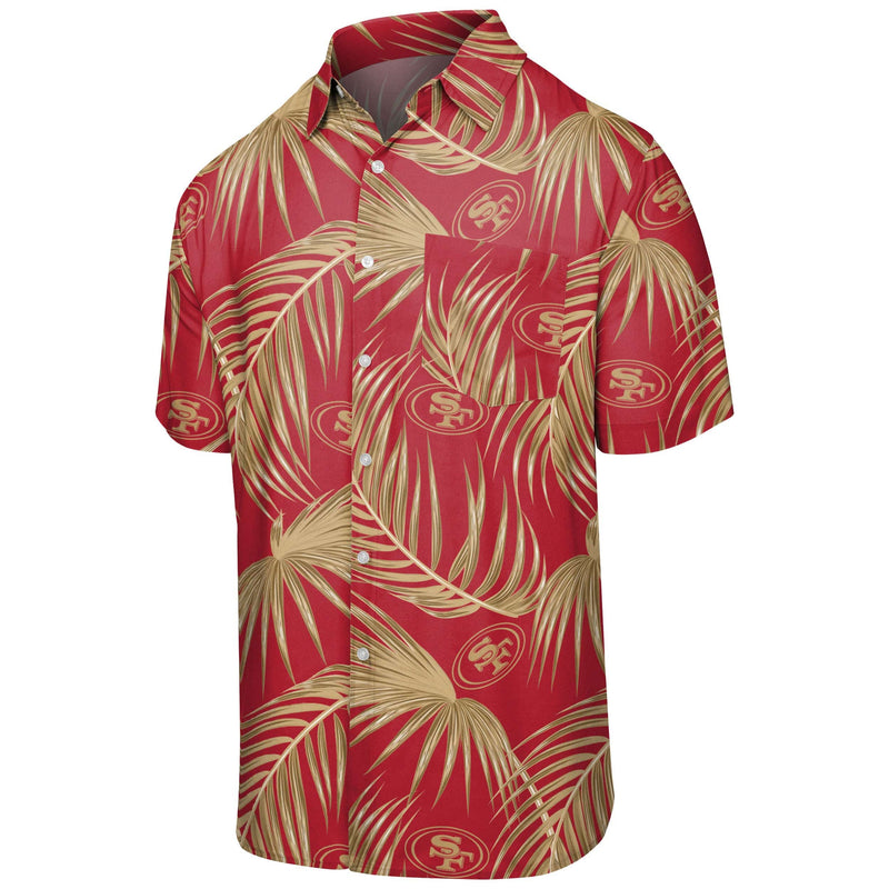 FOCO San Francisco 49ers NFL Mens Hawaiian Button Up Shirt - S