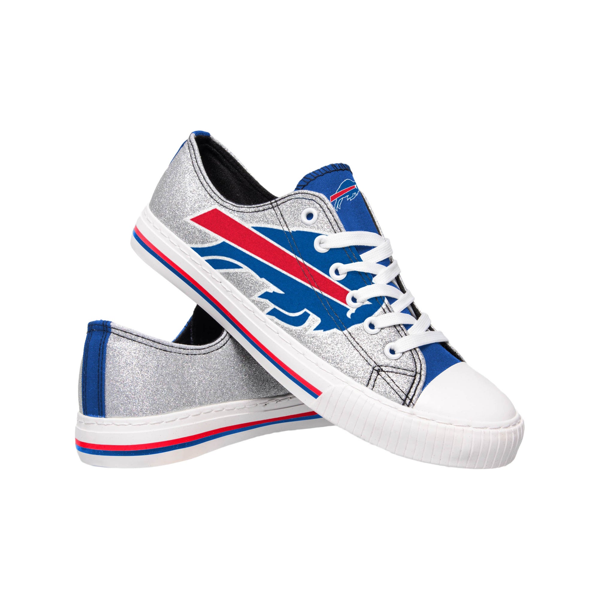 Ole Miss Glitter Low Top Canvas Shoes For Women - Team Color Sneakers, Size 7/M, Officially Licensed