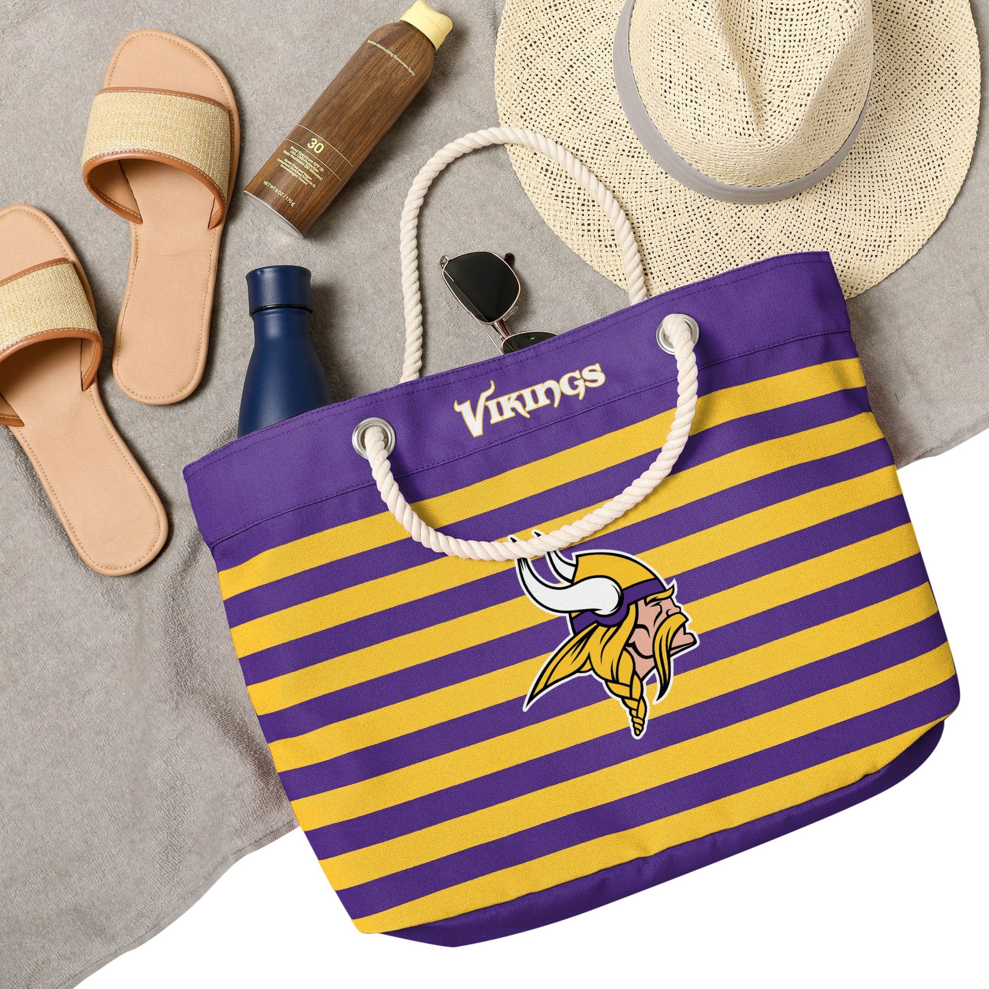 Minnesota Vikings NFL Nautical Stripe Tote Bag