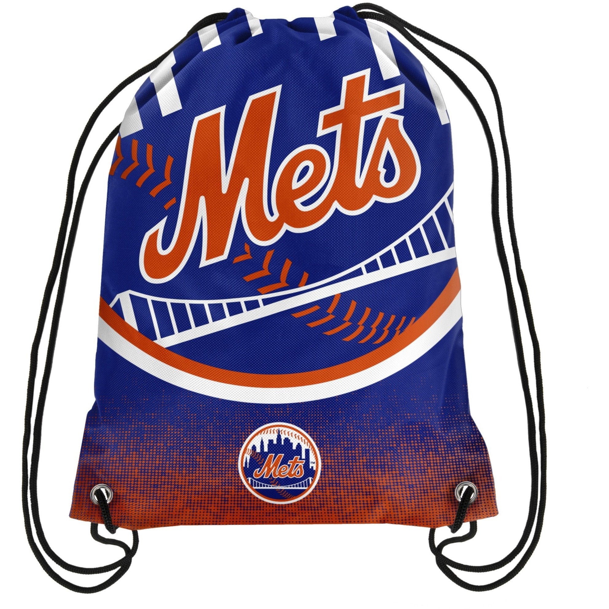 New York Mets MLB Big Stripe Zipper Drawstring Backpack