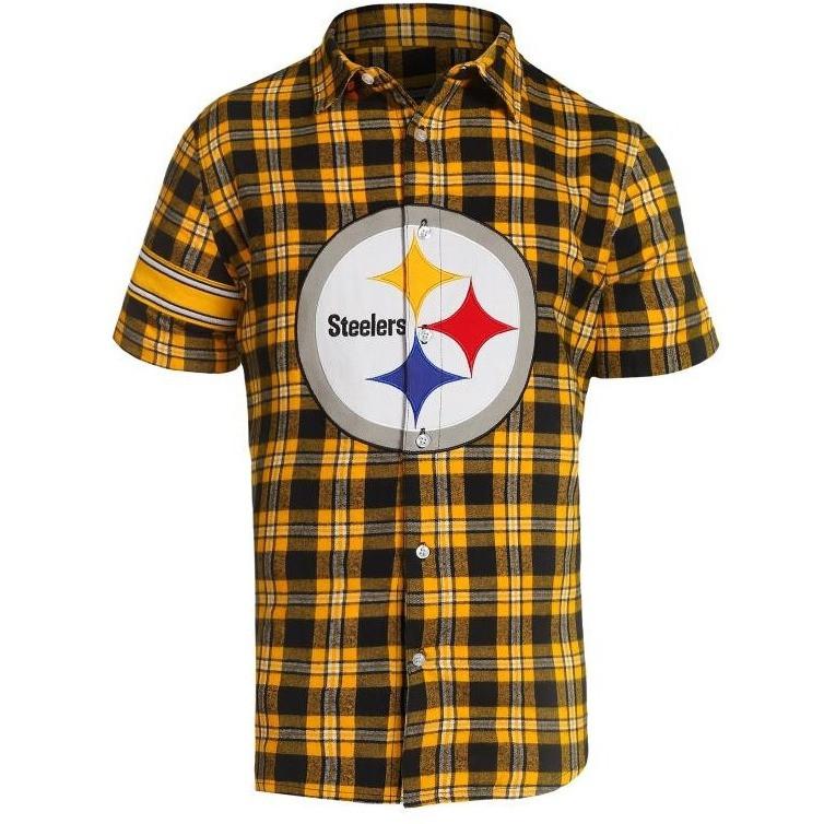 Pittsburgh Steelers NFL Mens Colorblock Short Sleeve Flannel Shirt