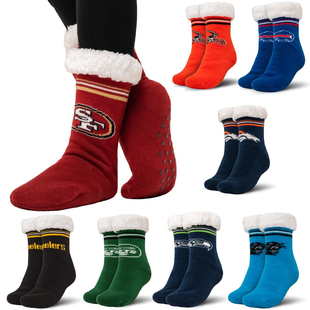 Nfl Pattern Socks NFL Womens Stripe Logo Tall Footy Slipper Socks - Pick Your Team!