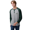 Green Bay Packers NFL Mens Team Logo Gray Long Sleeve Henley