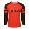 Cleveland Browns NFL Mens Team Stripe Wordmark Long Sleeve Henley