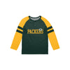 Green Bay Packers NFL Mens Team Stripe Wordmark Long Sleeve Henley