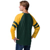 Green Bay Packers NFL Mens Team Stripe Wordmark Long Sleeve Henley