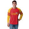 Kansas City Chiefs NFL Mens Team Stripe Wordmark Long Sleeve Henley