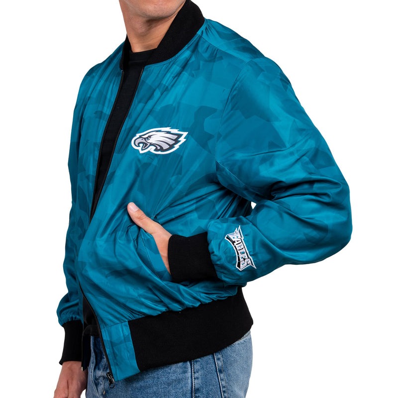 Philadelphia Eagles NFL Mens Camo Bomber Jacket