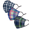 Blue Plaid Adjustable 3 Pack Face Cover