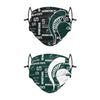 Michigan State Spartans NCAA Logo Rush Adjustable 2 Pack Face Cover