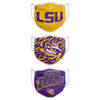 LSU Tigers NCAA Super Fan NCAA 3 Pack Face Cover