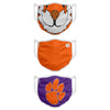 Clemson Tigers NCAA Mascot 3 Pack Face Cover