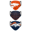 Denver Broncos NFL Mens Matchday 3 Pack Face Cover