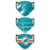 Miami Dolphins NFL Mens Matchday 3 Pack Face Cover