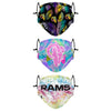 Los Angeles Rams NFL Neon Floral 3 Pack Face Cover