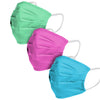 Solid Pastel Colors Pleated 3 Pack Face Cover