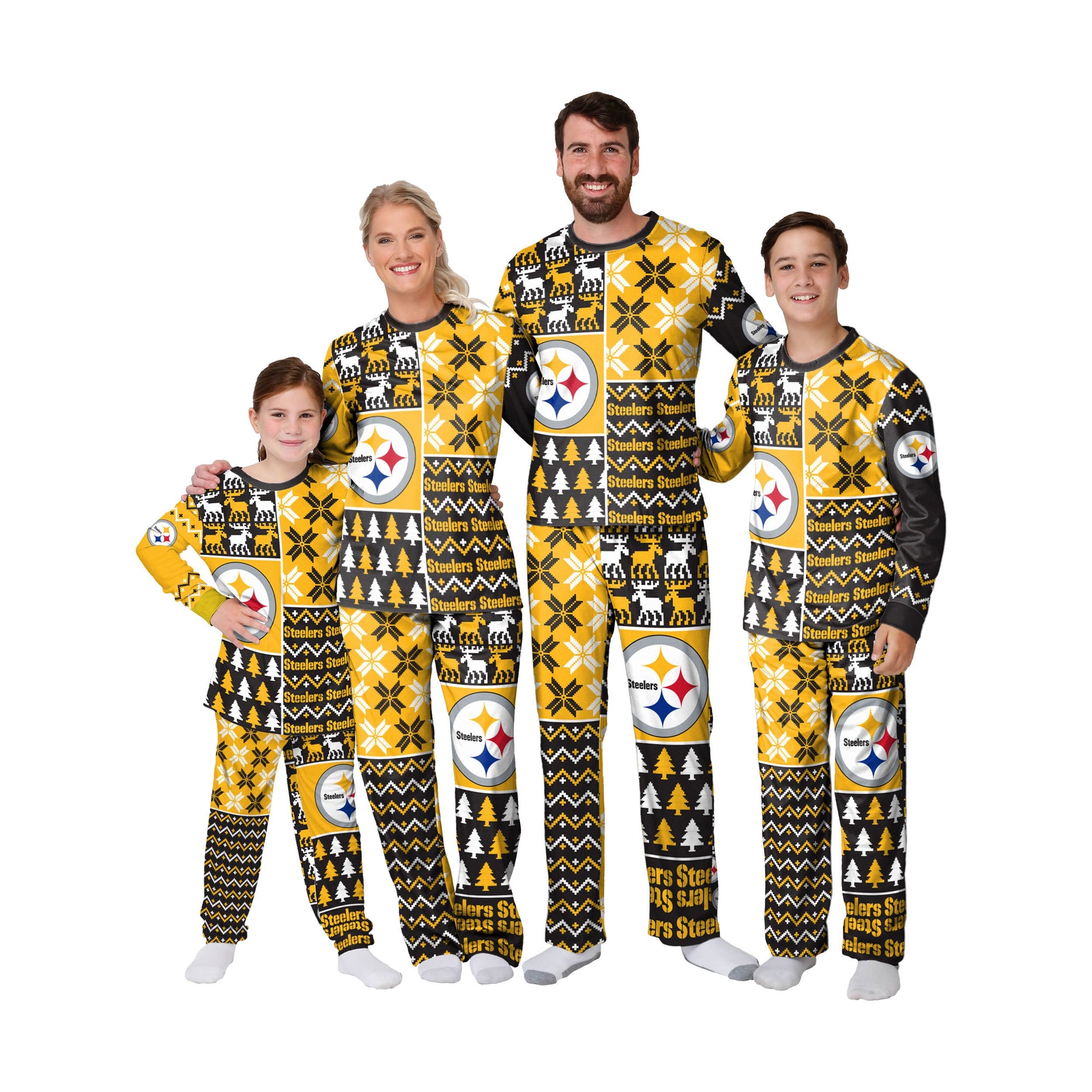 Pittsburgh Steelers NFL Busy Block Family Holiday Pajamas
