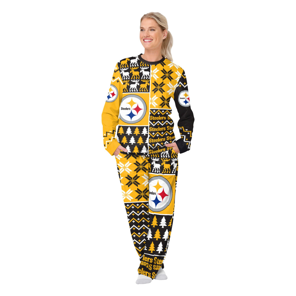 Pittsburgh Steelers NFL Busy Block Family Holiday Pajamas