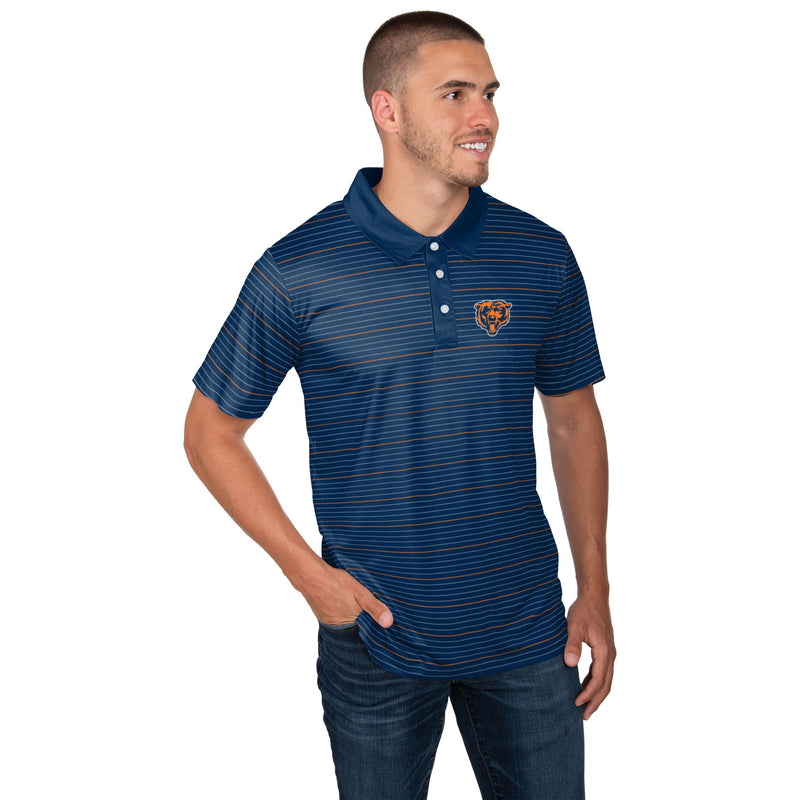 FOCO Chicago Bears NFL Mens Striped Polyester Polo