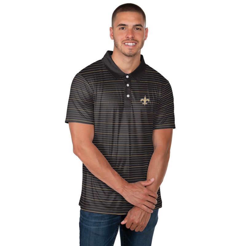 FOCO New Orleans Saints NFL Mens Striped Polyester Polo