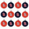 St Louis Cardinals MLB 12 Pack Plastic Ball Ornament Set