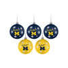 Michigan Wolverines NCAA 5 Pack Shatterproof Ball Ornament Set