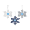 North Carolina Tar Heels NCAA 3 Pack Metal Glitter Snowflake Ornament