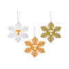 Tennessee Volunteers NCAA 3 Pack Metal Glitter Snowflake Ornament