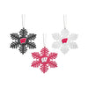 Wisconsin Badgers NCAA 3 Pack Metal Glitter Snowflake Ornament