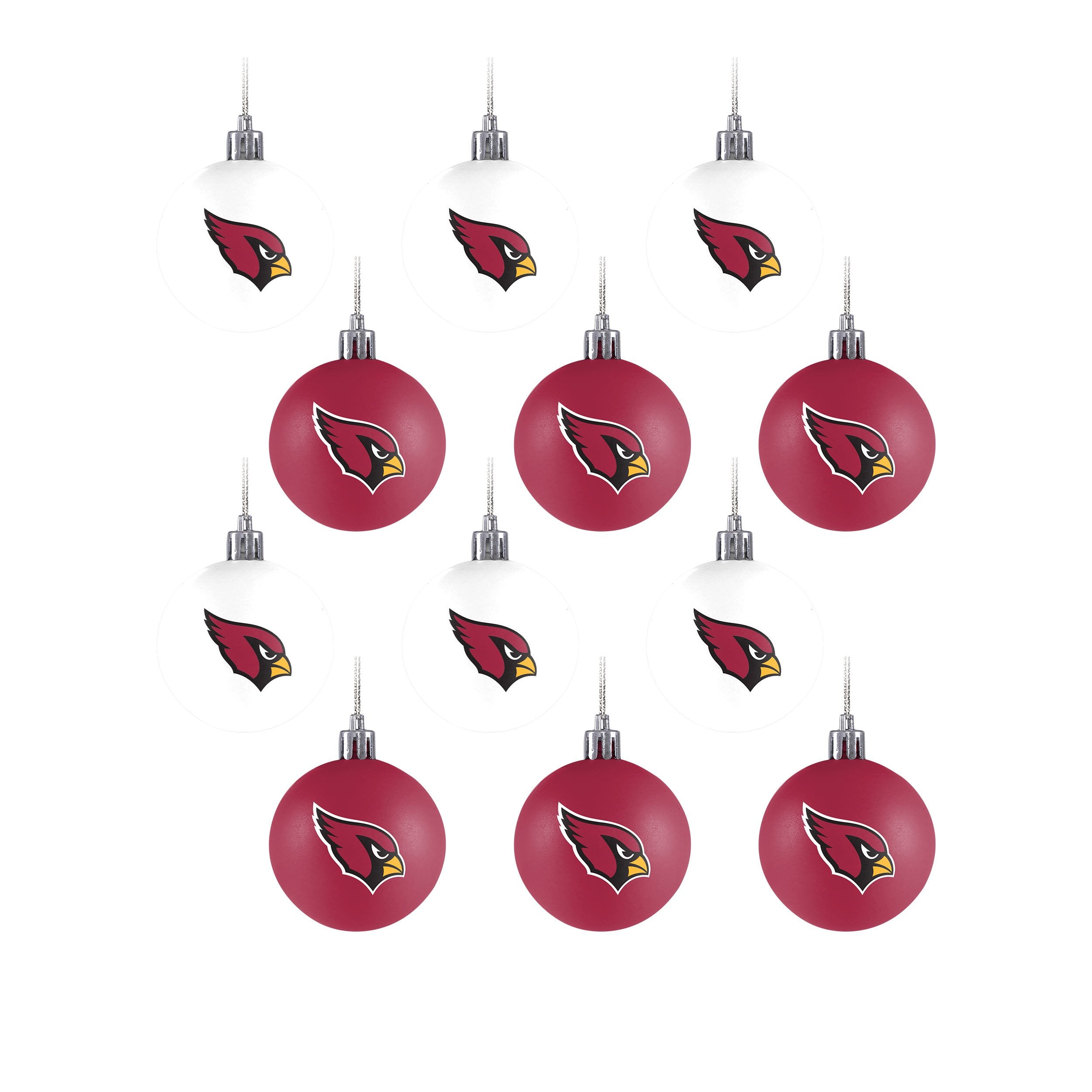 Arizona Cardinals NFL Football 12 Pack Plastic Ball Ornament Set