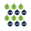 Seattle Seahawks NFL 12 Pack Plastic Ball Ornament Set