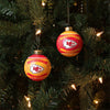 Kansas City Chiefs NFL 2 Pack Glass Ball Ornament Set