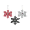 Atlanta Falcons NFL 3 Pack Metal Glitter Snowflake Ornament