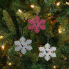 Houston Texans NFL 3 Pack Metal Glitter Snowflake Ornament