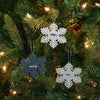 Seattle Seahawks NFL 3 Pack Metal Glitter Snowflake Ornament