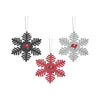 Tampa Bay Buccaneers NFL 3 Pack Metal Glitter Snowflake Ornament