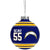 NFL Retired Player Glass Ball Ornament San Diego Chargers J Seau #55