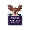 Kansas State Wildcats NCAA Reindeer With Sign Ornament