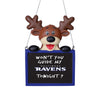 Baltimore Ravens NFL Team Logo Reindeer With Sign Holiday Tree Ornament