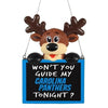 Carolina Panthers 2015 NFL Football Team Logo Reindeer With Sign Holiday Tree Ornament