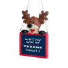 Houston Texans NFL Team Logo Reindeer With Sign Holiday Tree Ornament